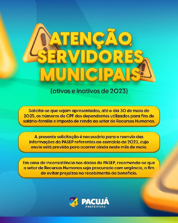 Atenção, servidores municipais de Pacujá Ativos e inativos de 2023.